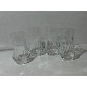 Galway Crystal Highball Tumblers in Old Galway Pattern Star Cut Foot Set‎ of 4